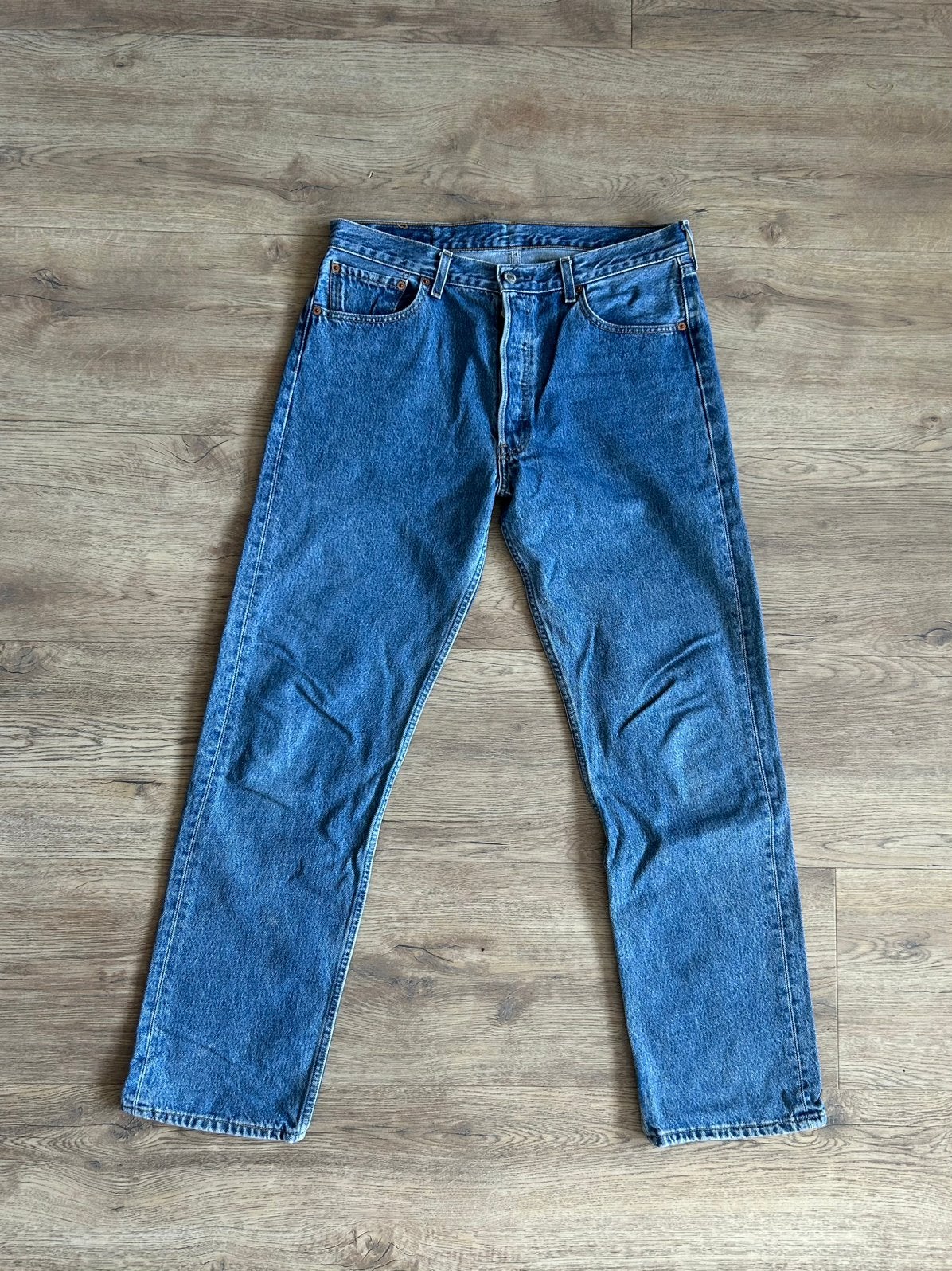 Levi’s 501 heren jeans maat 34/32 rechte pijp vintage wash, Ophalen of Verzenden, Zo goed als nieuw, Blauw, W33 - W34 (confectie 48/50)
