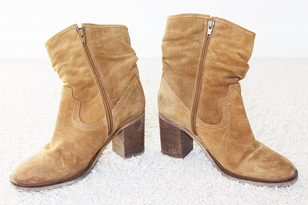 Mooie Suede Vintage Laarsjes 2 (Maat 39) € 40,-, Bruin, Lage of Enkellaarzen, Ophalen of Verzenden, Zo goed als nieuw
