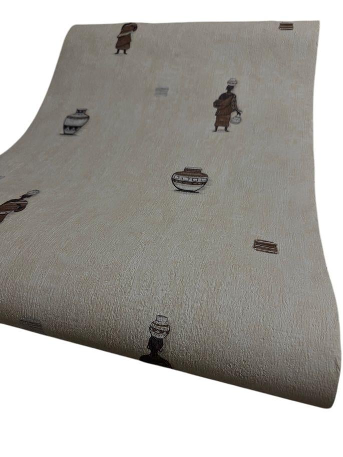 Rasch Behang Beige Ethnic Print 264708, Huis en Inrichting, Stoffering | Behang, Ophalen of Verzenden, Beige