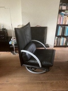 Vintage Rolf Benz Leren Swivel Fauteuil, Torino Bmp, Ophalen, Gebruikt, 75 tot 100 cm, Modern