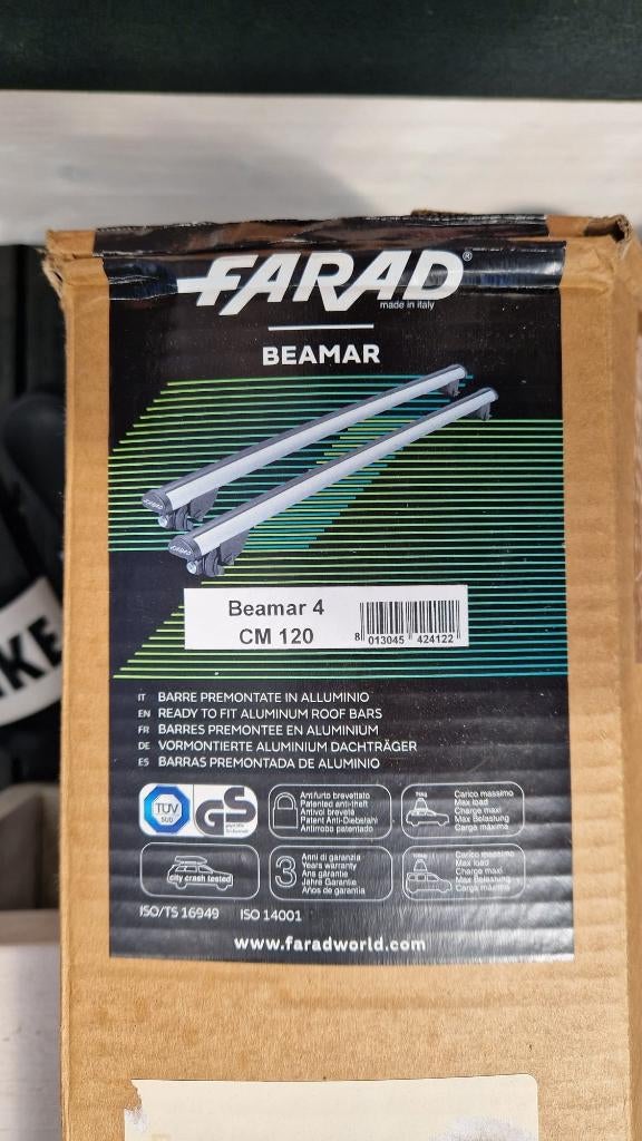 Farad Beamar 4 Dakdragers (120 cm) - Aluminium, Auto diversen, Dakdragers, Ophalen, Zo goed als nieuw
