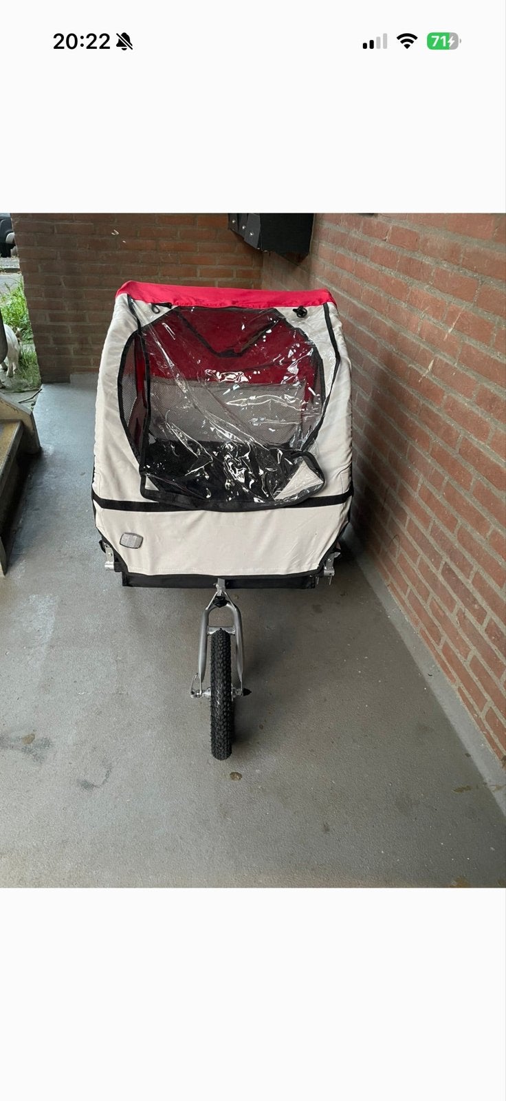 Fietskar voor kinderen - Rood/Wit, Ophalen, Gebruikt, Kinderkar, 40 tot 60 kg