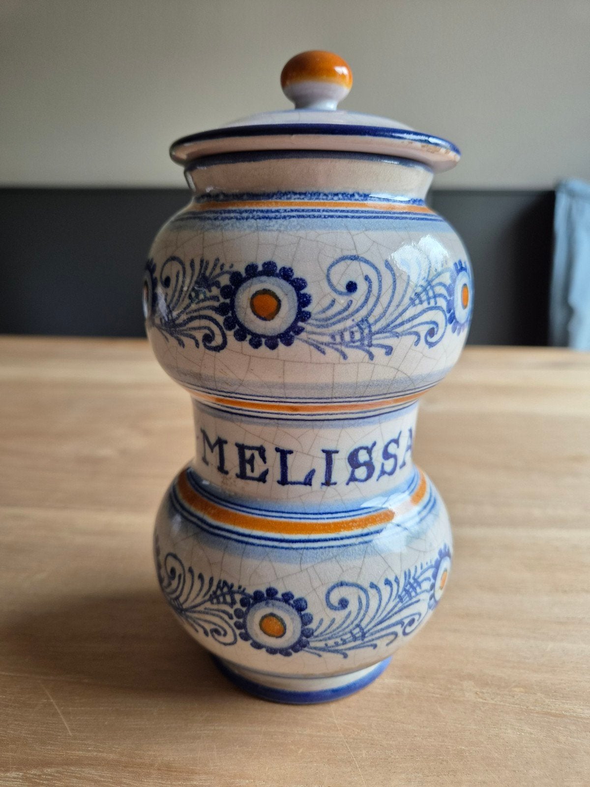 Vintage Deruta apothekerspot "Melissa" – La Gioconda, Italië, Huis en Inrichting, Keuken | Potten en Pannen, Ophalen, Zo goed als nieuw