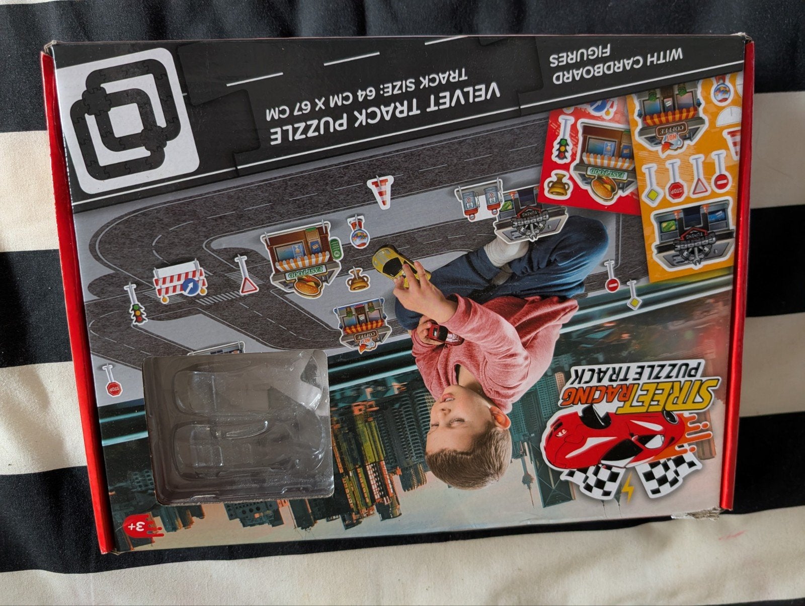 Street Racing Velvet Track Puzzel met Auto en Figuren, Ophalen of Verzenden, Gebruikt, Bouwen
