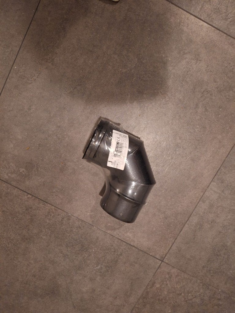 Pelletkachel rookkanaal zwart, 90 bocht, diameter Ø100mm., Huis en Inrichting, Ophalen of Verzenden, Nieuw, Hout, Pelletkachel