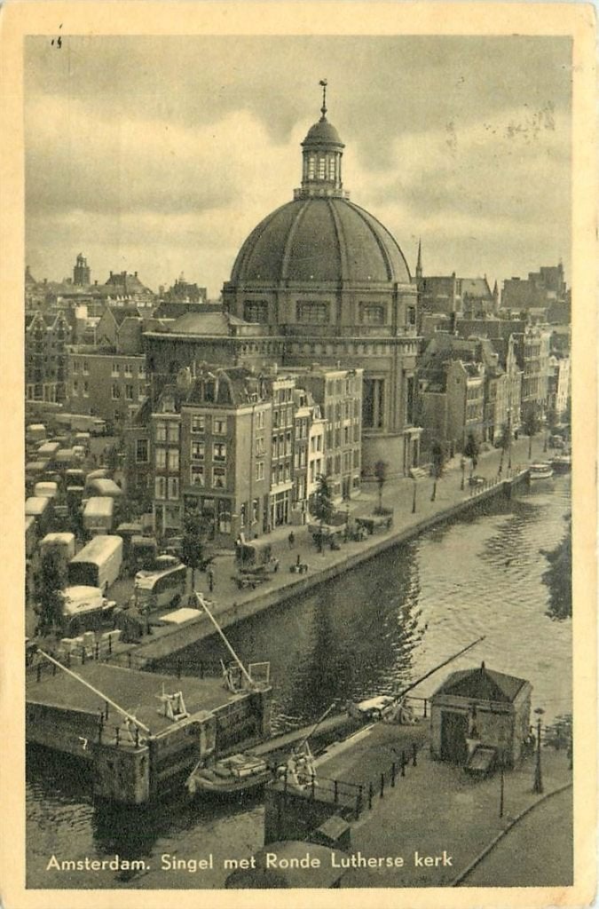 378-373-007 Amsterdam Singel met Ronde Lutherse Kerk, Ophalen of Verzenden, Voor 1920, Noord-Holland