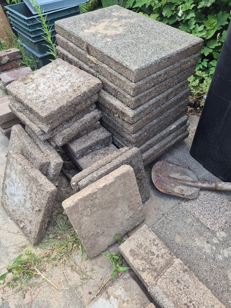 Beton tegels 60x30 en 20x20, Ophalen, Gebruikt, Minder dan 5 m², Beton