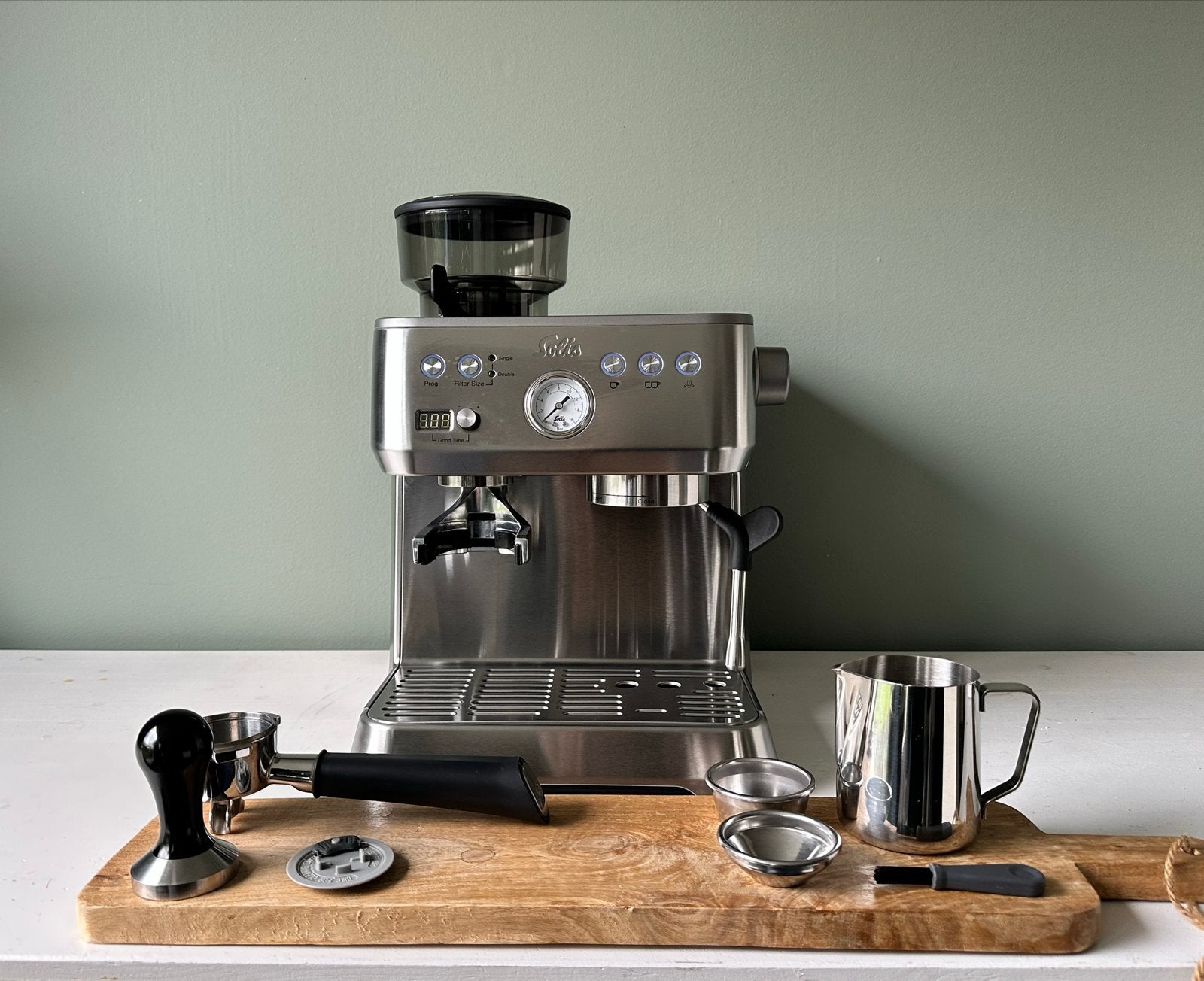 Solis/Sage Grind Infuse Perfetta 1019 RVS - espressomachine, Espresso apparaat, Koffiebonen, Zo goed als nieuw, Ophalen