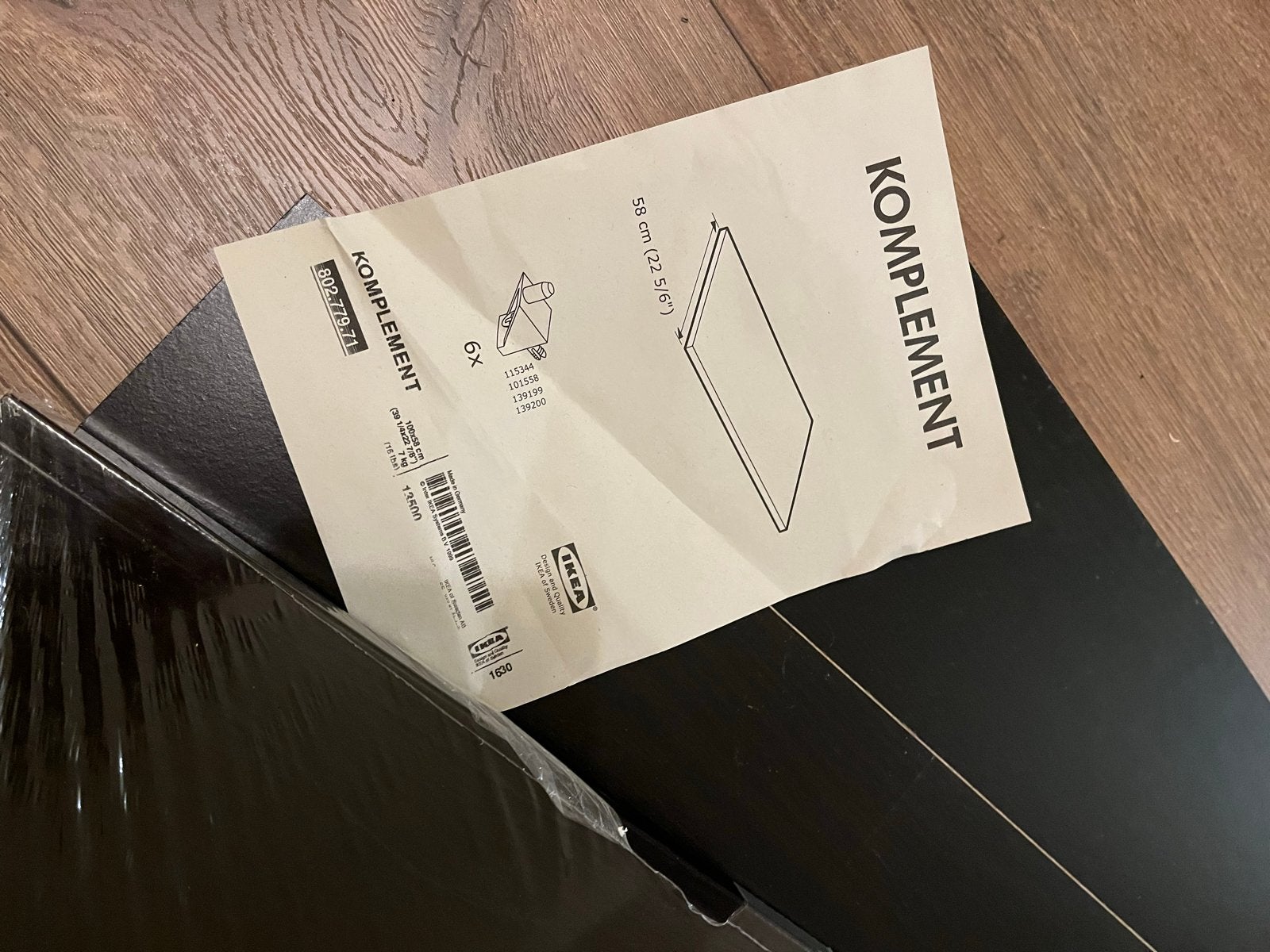 3x IKEA KOMPLEMENT zwarte plank 58x100 cm (1x verpakking), Ophalen, Zo goed als nieuw