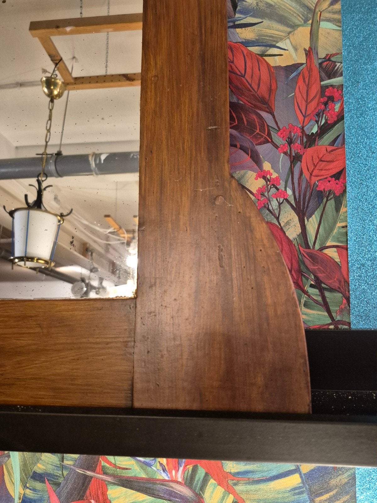 Vintage houten spiegel met uniek design, Ophalen, Rechthoekig