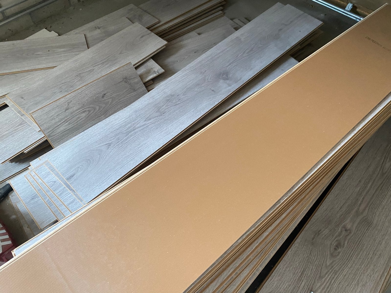 Laminaat vloerdelen - Licht houtnerf design, Ophalen, Gebruikt, 50 tot 150 cm, 10 m² of meer