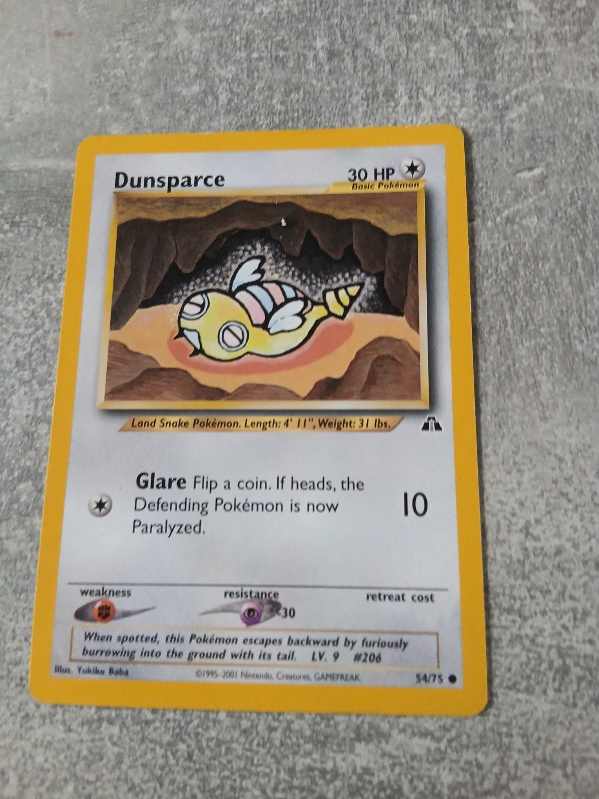 Dunsparce Pokémon Kaart 54/75 Neo Discovery, Ophalen of Verzenden, Gebruikt, Losse kaart