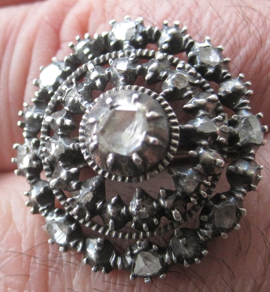 Antiek Hollandse diamant broche circa 1880 mooie kwaliteit, Ophalen, Zilver, Broche, Met edelsteen