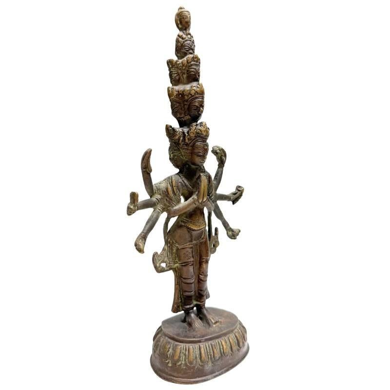 Tibetaans Brons Beeld - Chenrezig (Avalokiteshvara) handwerk, Ophalen of Verzenden, Gebruikt