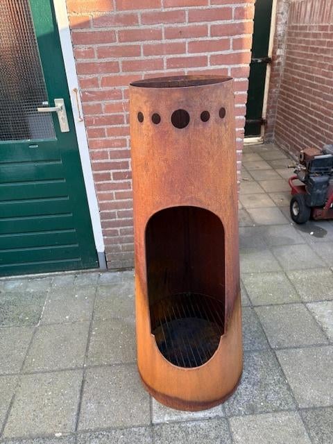 Ronde Cortenstaal Tuinhaard & BBQ, Ophalen, Gebruikt