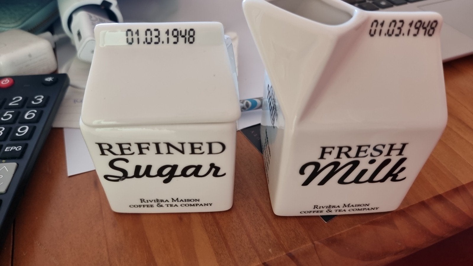 Riviera Maison Koffie en Suiker Potje Set, Keramiek, Overige typen, Ophalen of Verzenden, Zo goed als nieuw