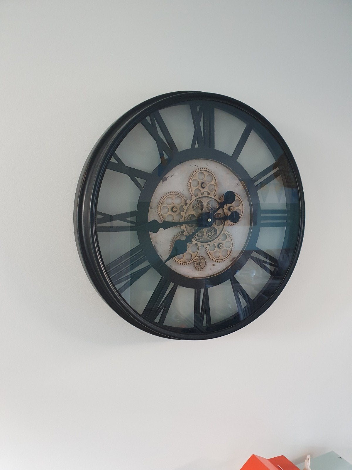 Wandklok met bewegende tandwielen, Ø 53 cm - Dok 2, Ophalen, Wandklok, Zichtbaar uurwerk, Analoog