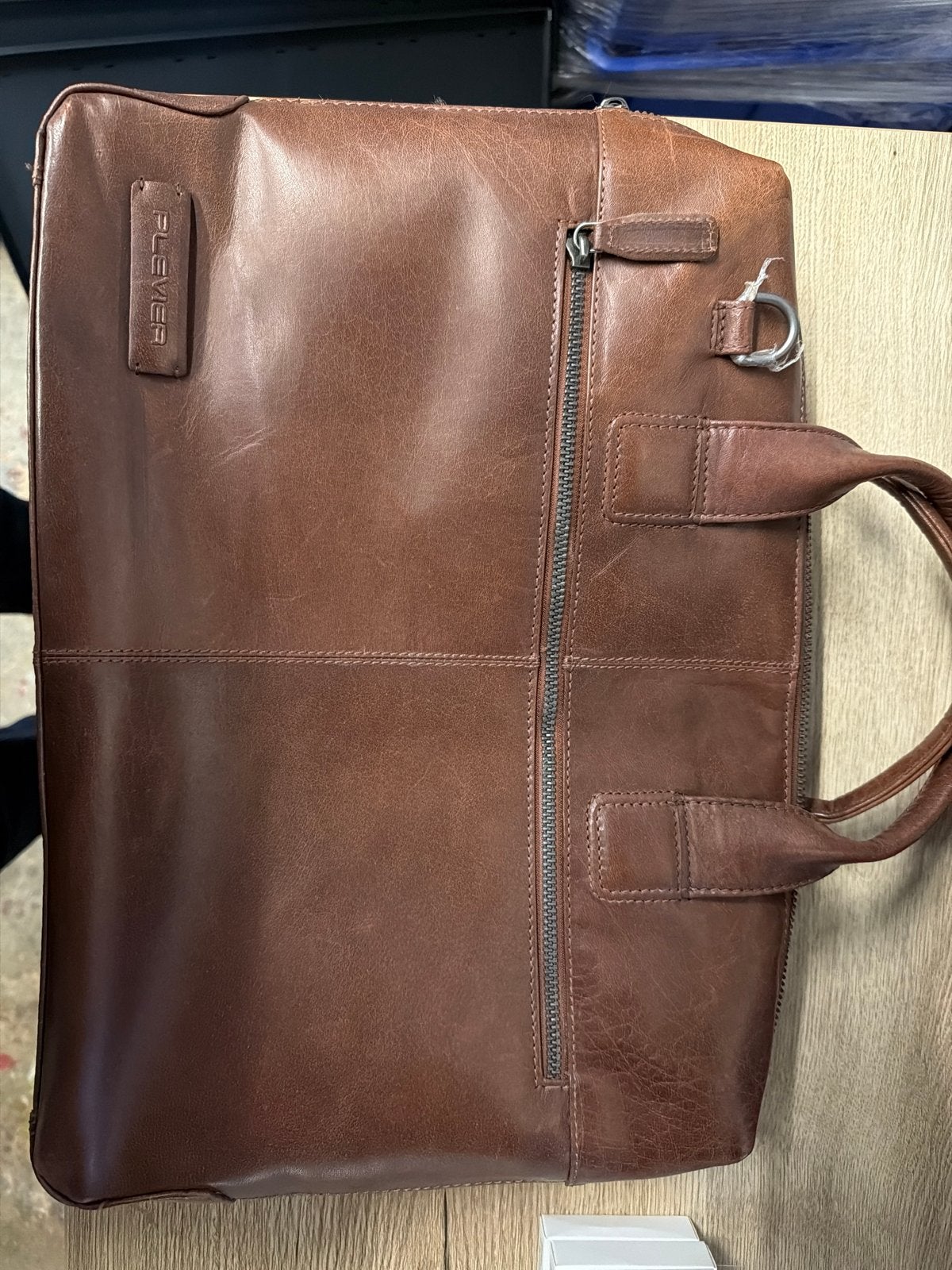 Plevier Leren Laptoptas/Aktetas - Bruin, Ophalen of Verzenden, Gebruikt, Bruin, Overige typen