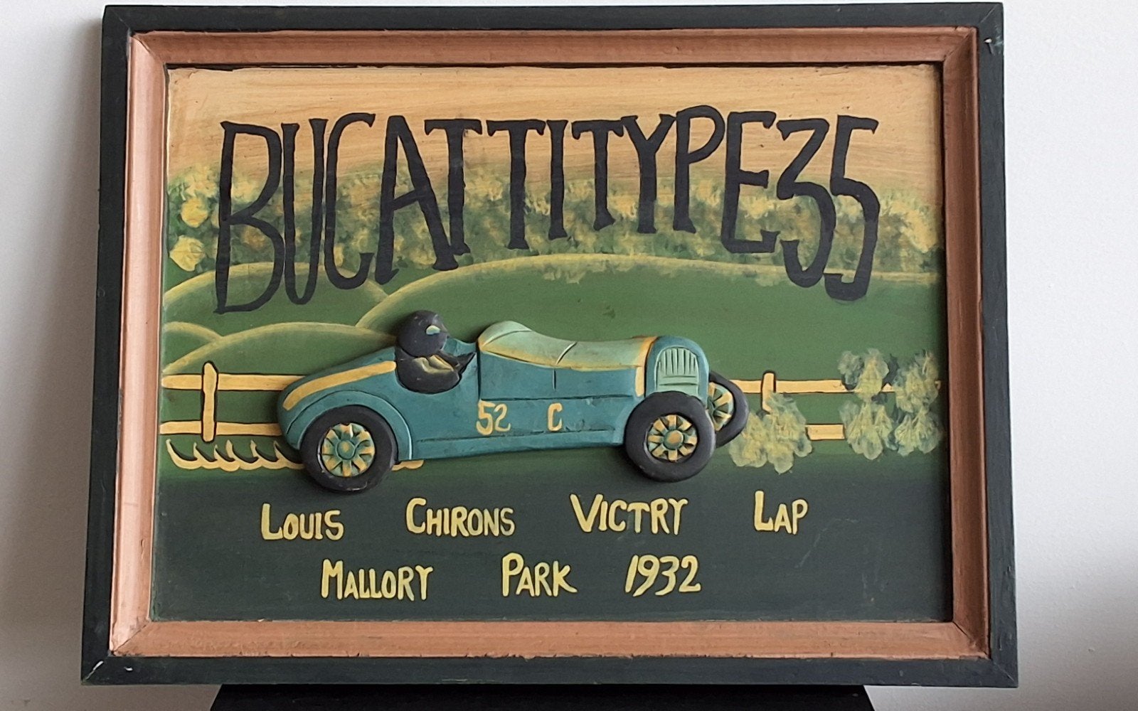 Bugatti Type 35 Wandbord - Vintage Race Auto Decoratie, Ophalen of Verzenden