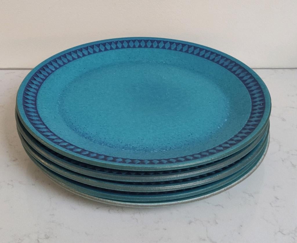 Vintage dinerborden, borden (5 st) van Ceramano, W Germany, Huis en Inrichting, Keuken | Servies, Ophalen of Verzenden, Aardewerk