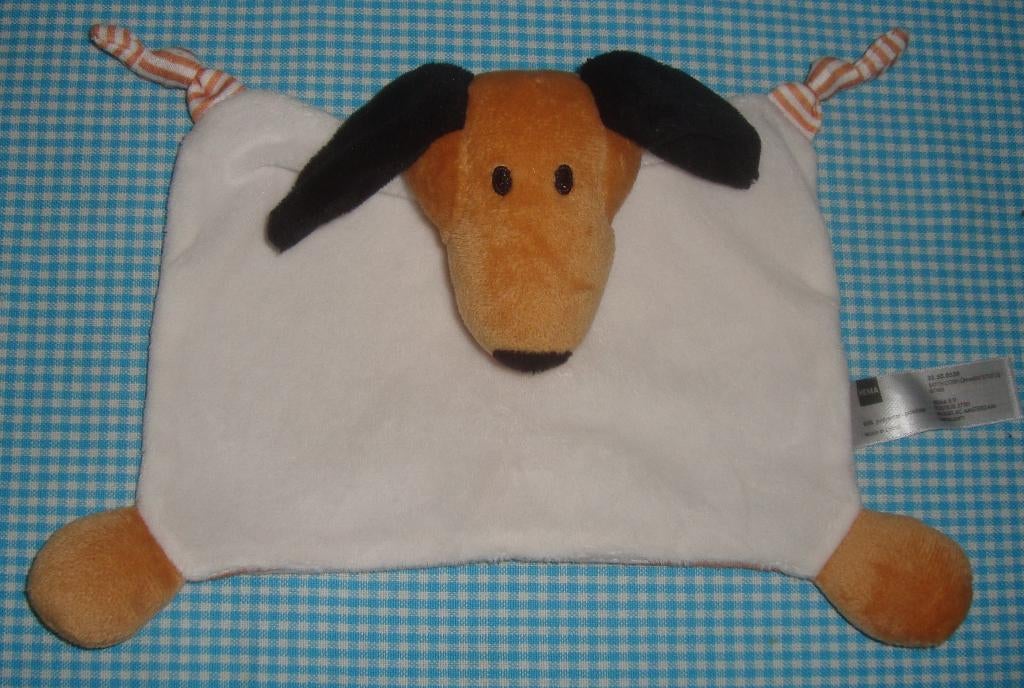 HEMA knuffeldoekje TEKKEL hond teckel wit/ bruin/ zwart, Ophalen of Verzenden, Zo goed als nieuw, Hond