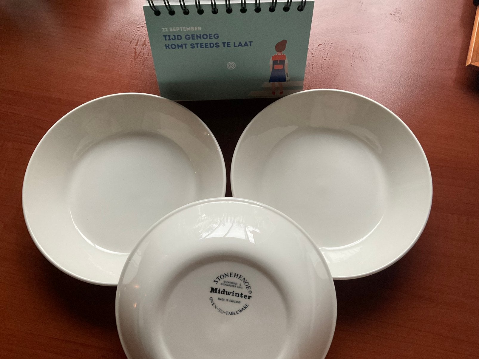 3 midwinter plain stonehenge( wit) diepe borden 19.1 x 3.9, Vintage, Ophalen of Verzenden, Bord(en), Wedgwood