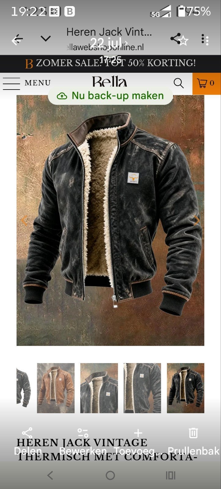 Heren Jack Vintage Thermisch met Comfortabele Voering, Onbekend, Zwart, Nieuw, Overige maten