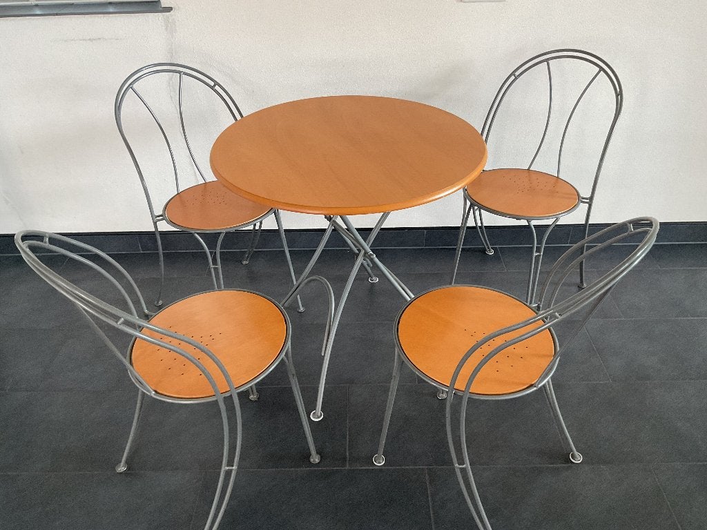 Tafel Rond 75cm met 4 Stoelen, Ophalen, Gebruikt, Vier