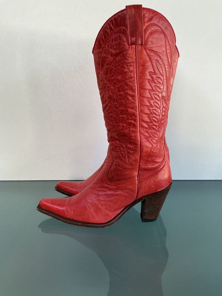 Sendra leren rode laarzen 37 | Gratis verzenden, Ophalen of Verzenden, Zo goed als nieuw, Rood, Hoge laarzen