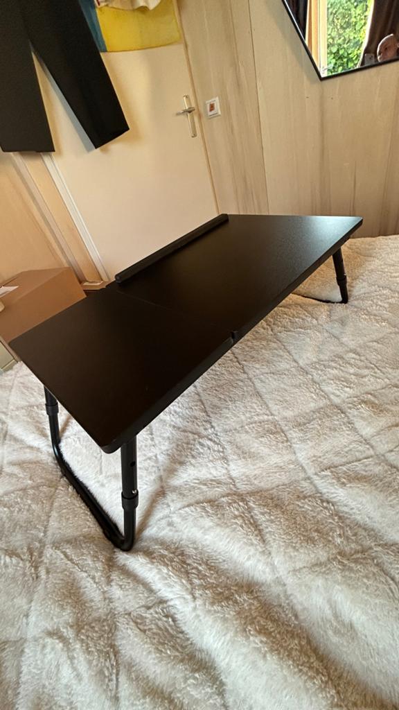 Verstelbare laptoptafel - Zwart, Huis en Inrichting, Tafels | Bijzettafels, Minder dan 45 cm, Metaal of Aluminium, Zo goed als nieuw