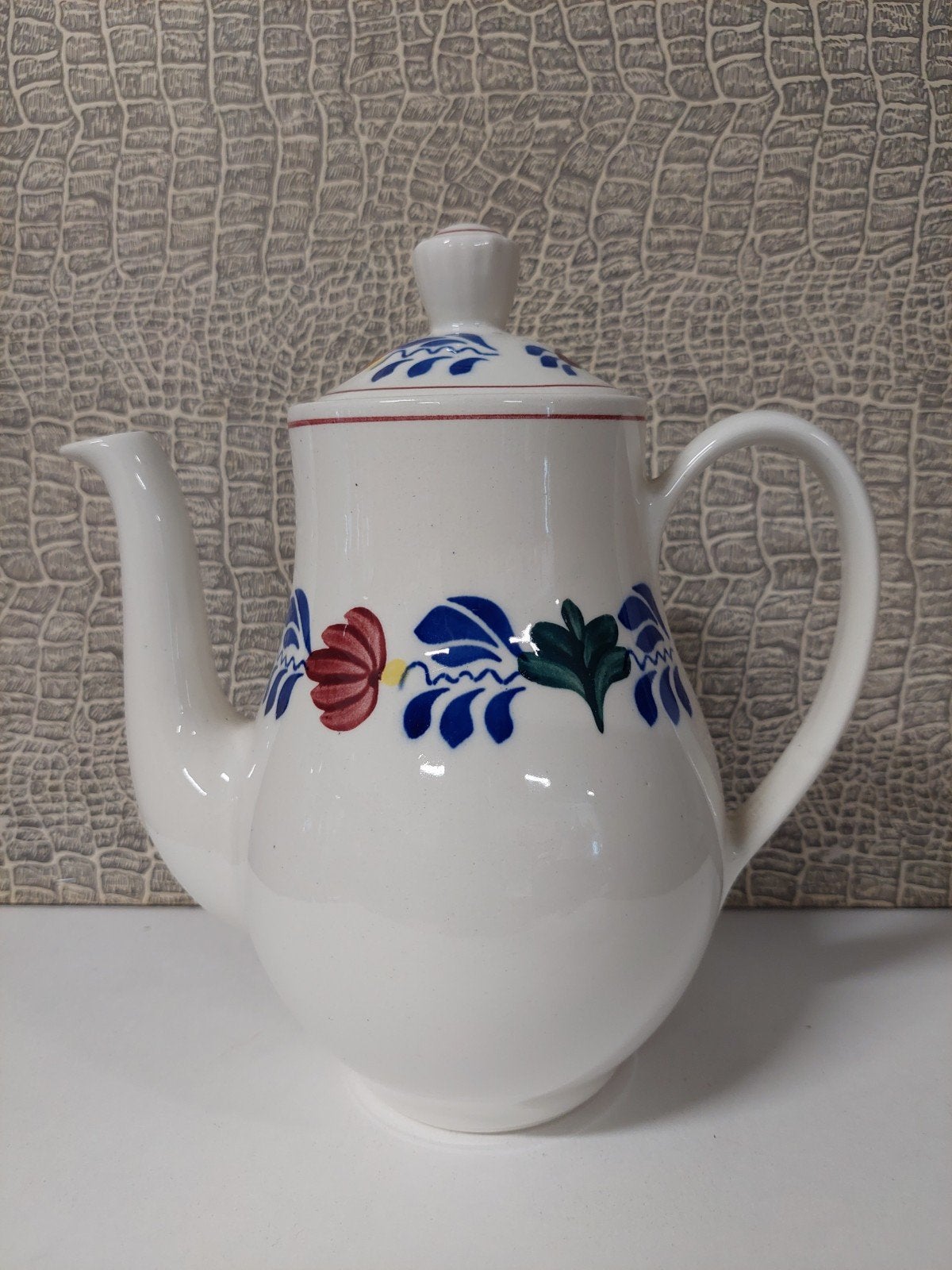 Vintage Boch Frères Keramis koffiepot, decor 'Boerenbont', Ophalen of Verzenden