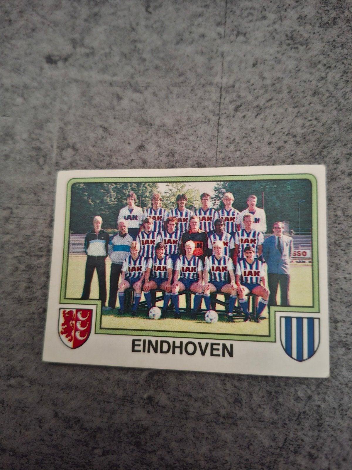 Panini sticker Voetbal 86. Teamfoto Eindhoven., Ophalen of Verzenden, Zo goed als nieuw, Sticker