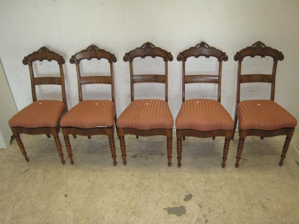 Set van 5 19e eeuwse Empire stoelen