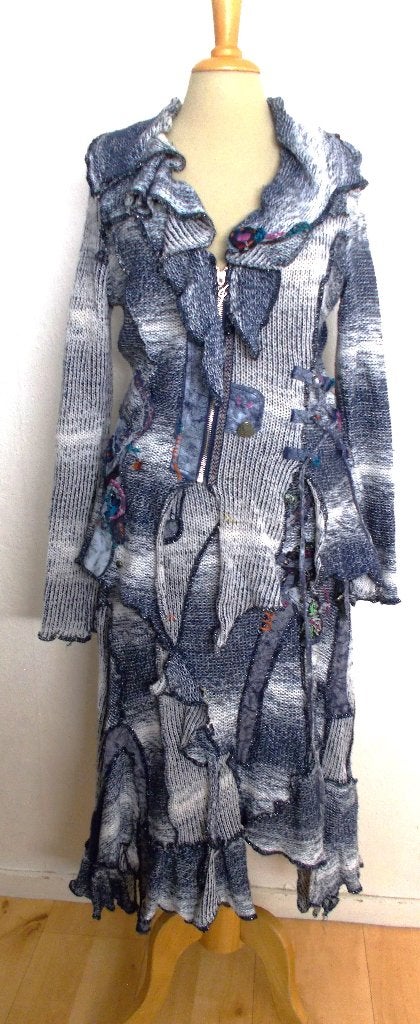 Apart vest met bijpassende lange rok! L, Verzenden, Zo goed als nieuw, Maat 42/44 (L), Blauw