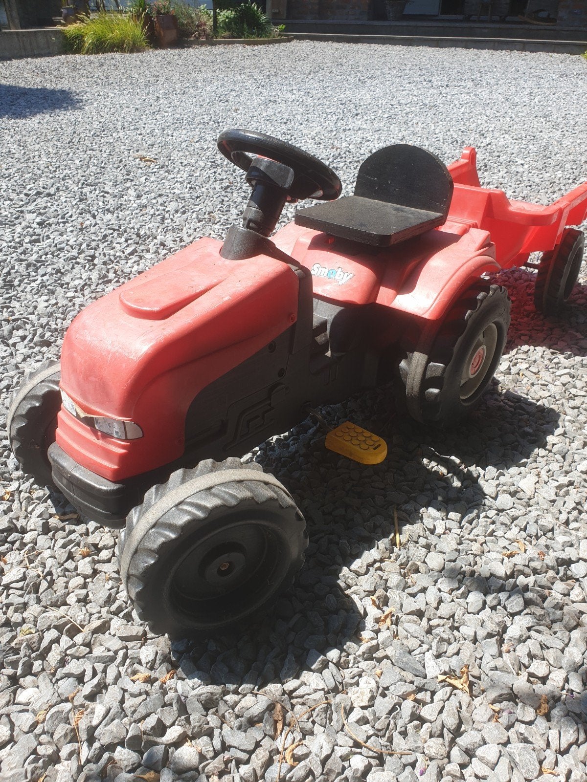 Smoby Trapauto Tractor met aanhanger, Ophalen, Gebruikt, Trapvoertuig
