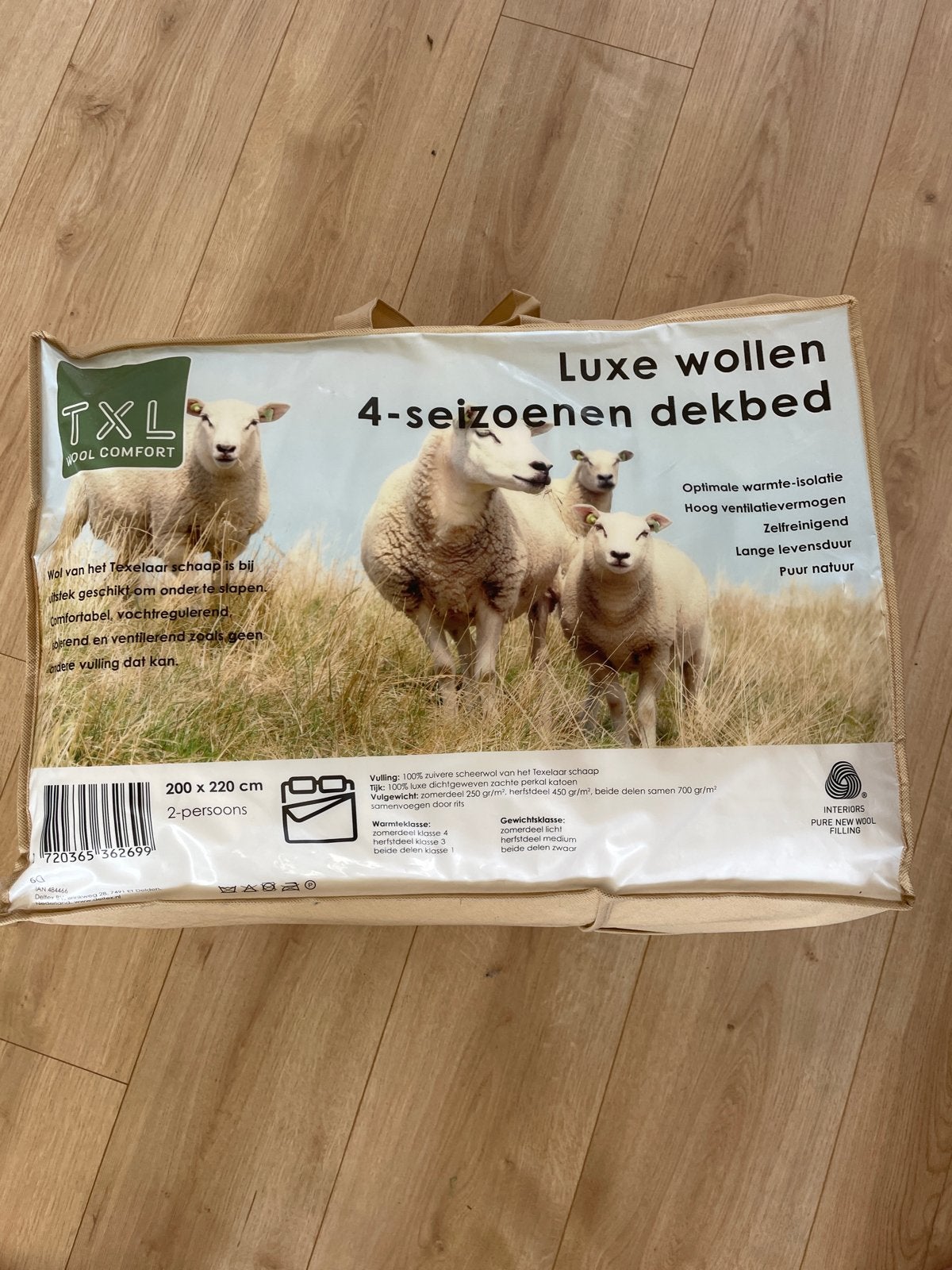 nieuw wollen 4-seizoenen dekbed 200x220 cm (ongebruikt), Ophalen, Wit, Deken of Dekbed, Wol