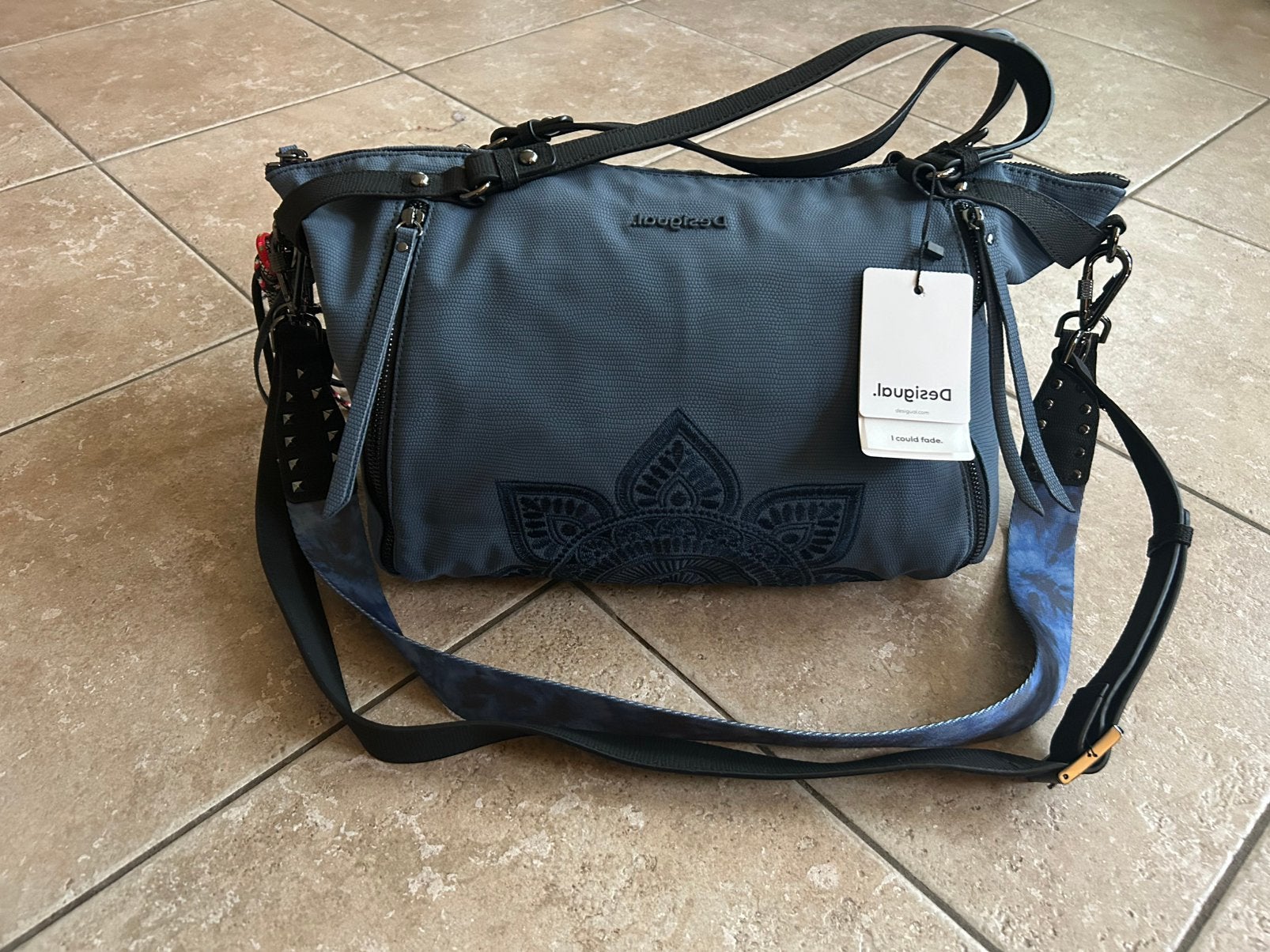 Nieuw! Prachtige Desigual grijsblauwe schoudertas, Ophalen of Verzenden, Nieuw, Overige kleuren, Overige merken