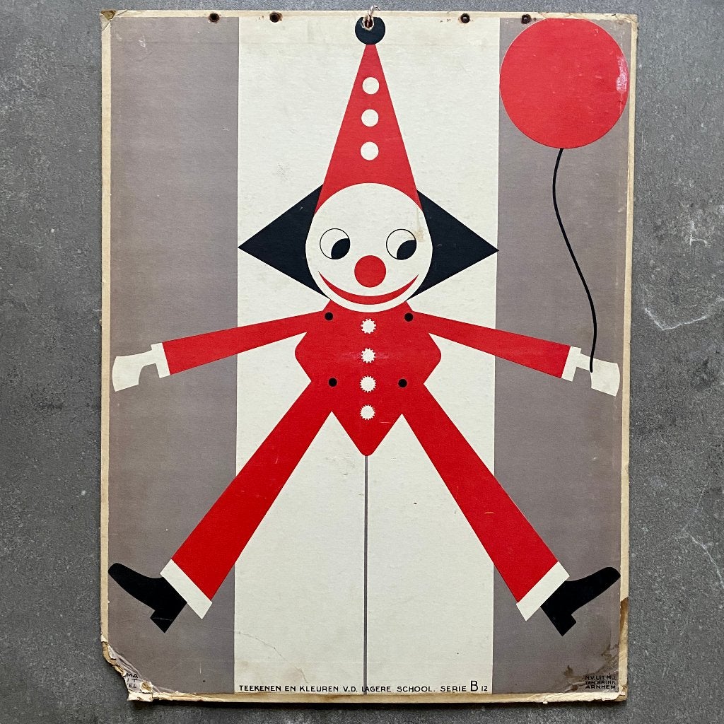 Schoolplaat Clowntje, Antiek en Kunst, Antiek | Schoolplaten, Ophalen of Verzenden, Overige thema's