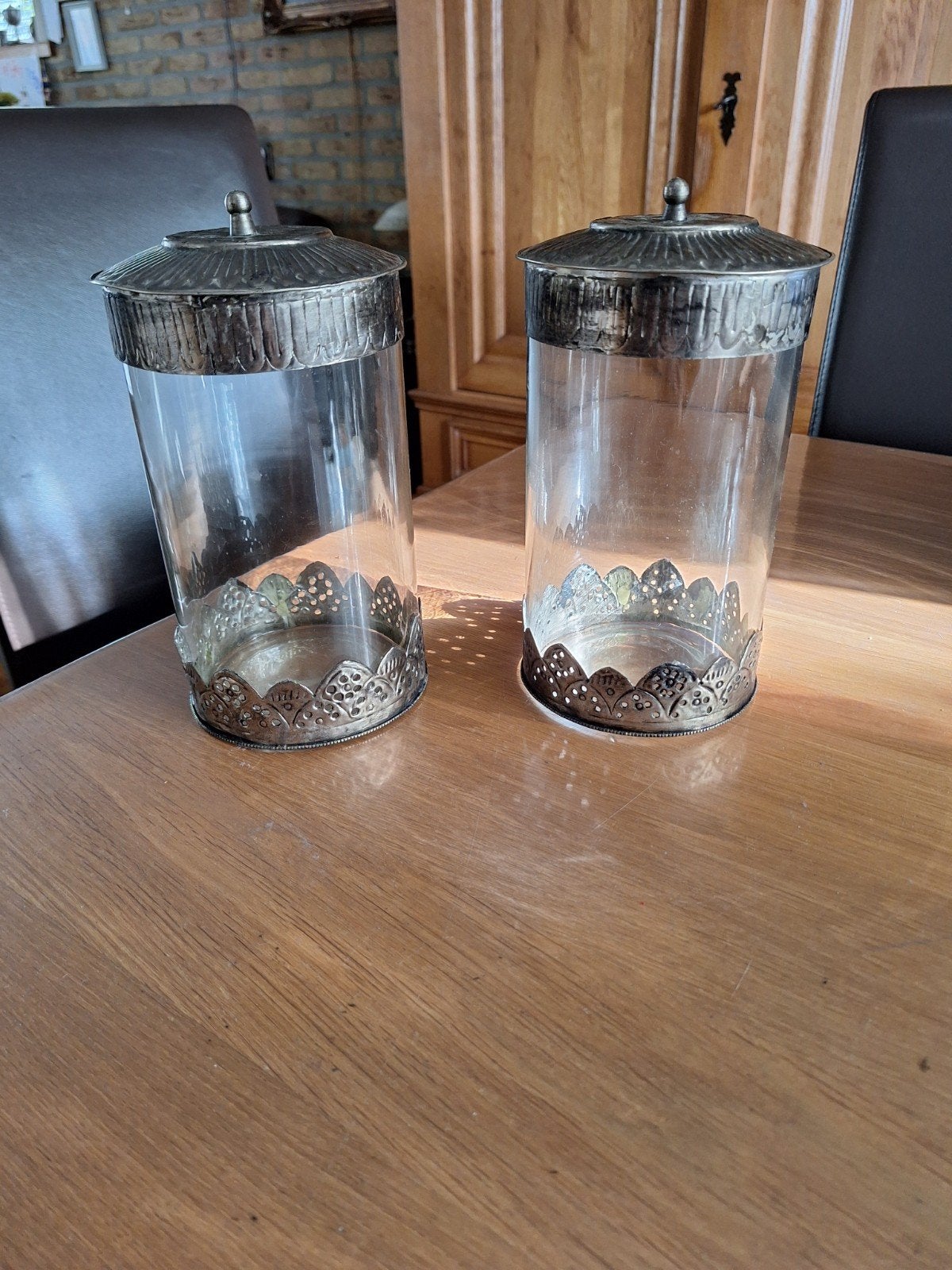 2 glazen potten met deksel, Ophalen of Verzenden, Zo goed als nieuw
