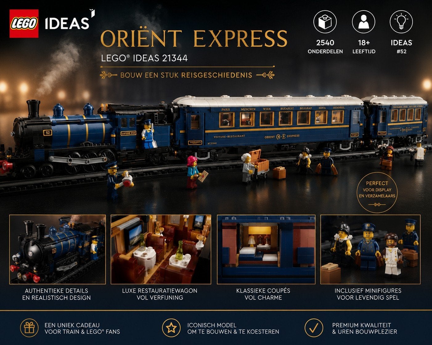 LEGO Ideas 21344 Orient Express Trein - Zo goed als nieuw, Ophalen of Verzenden, Zo goed als nieuw