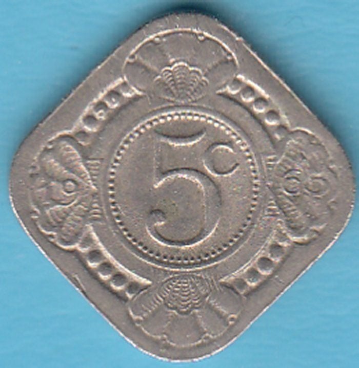 Nederlandse Antillen 5 cent 1965, Scho. 1413 in munthouder, Ophalen of Verzenden, Koningin Juliana, 5 cent, Losse munt