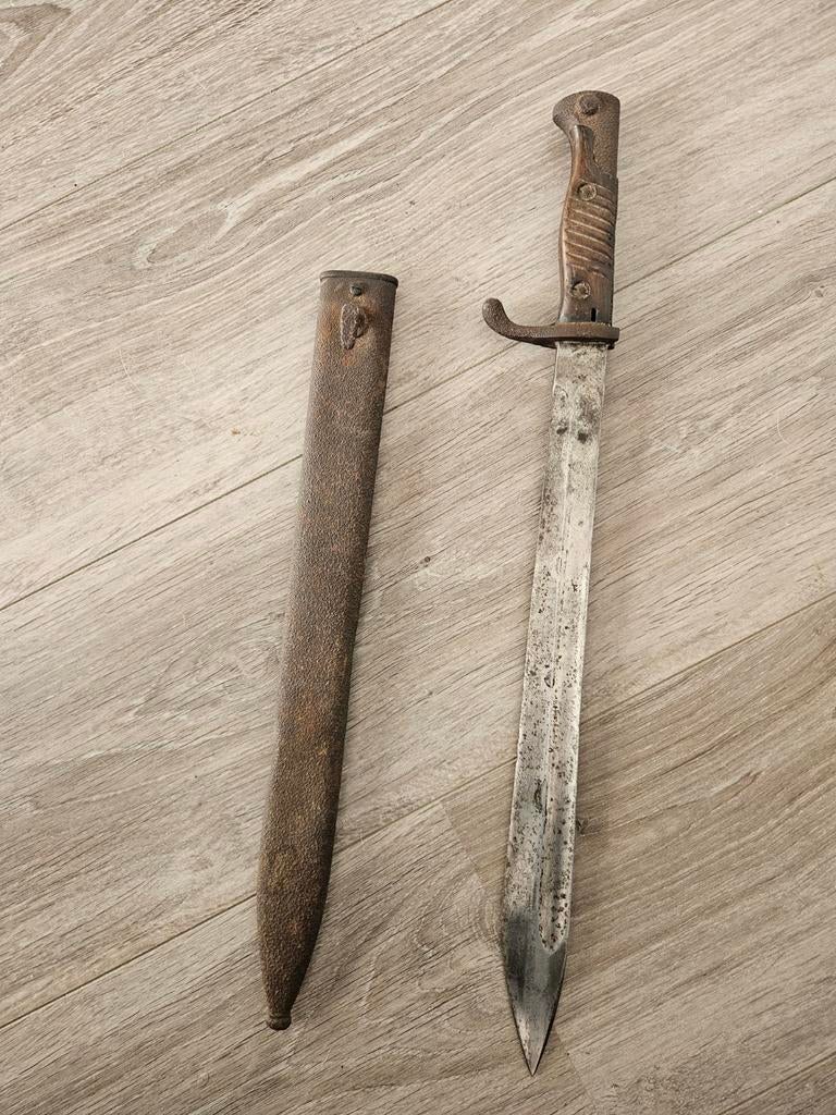 Duitse butcher bajonet met schede - wo1 - mauser gewehr 98, Ophalen of Verzenden, Landmacht, Duitsland, Mes of Dolk
