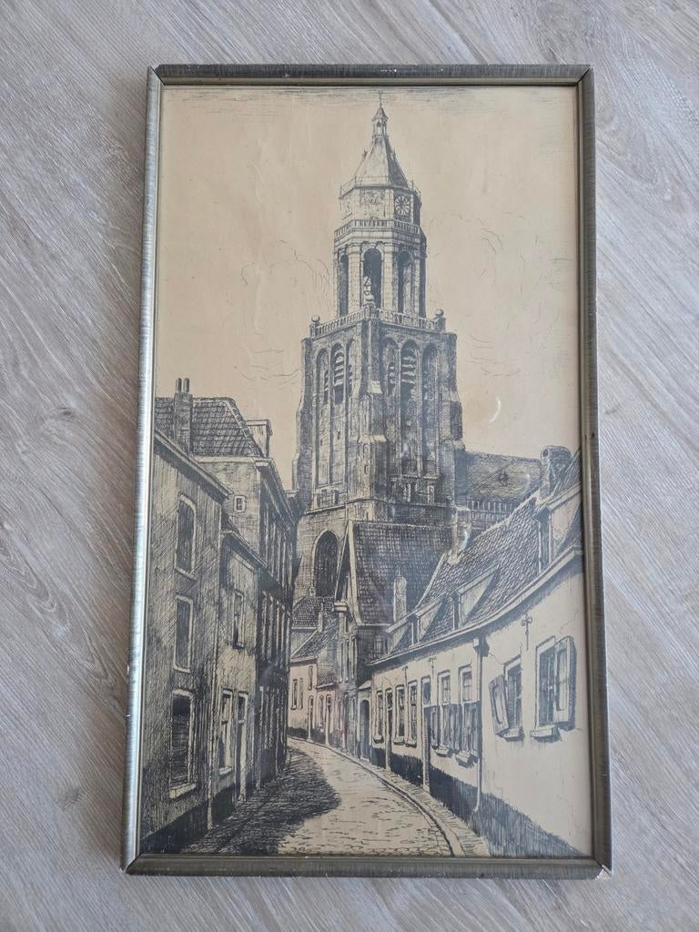 Ets/ litho Trompetsteeg' Arnhem, Antiek en Kunst, Ophalen of Verzenden