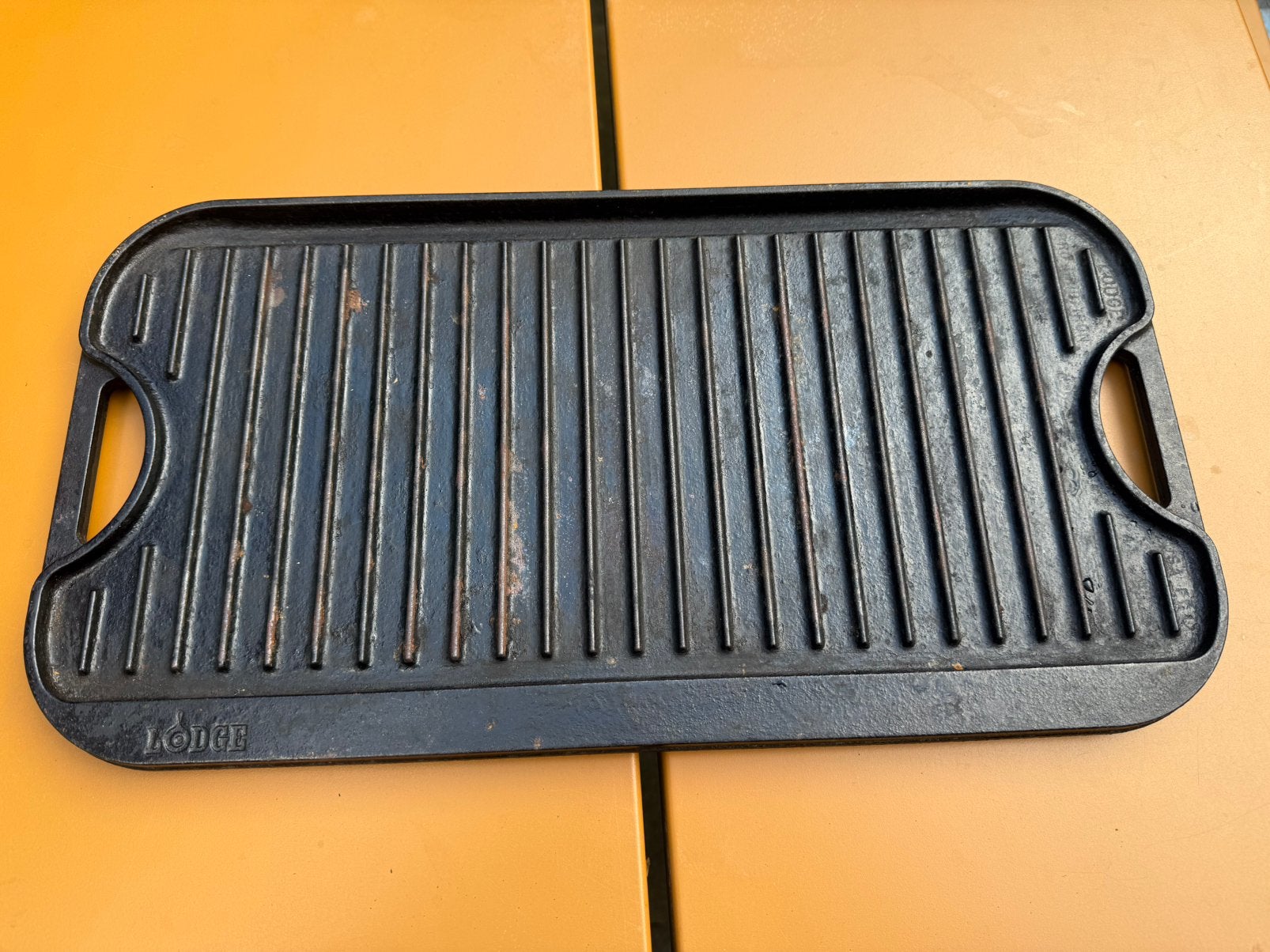 Lodge Pro Dubbelzijdige Grillplaat 50cm, Ophalen of Verzenden, Gebruikt