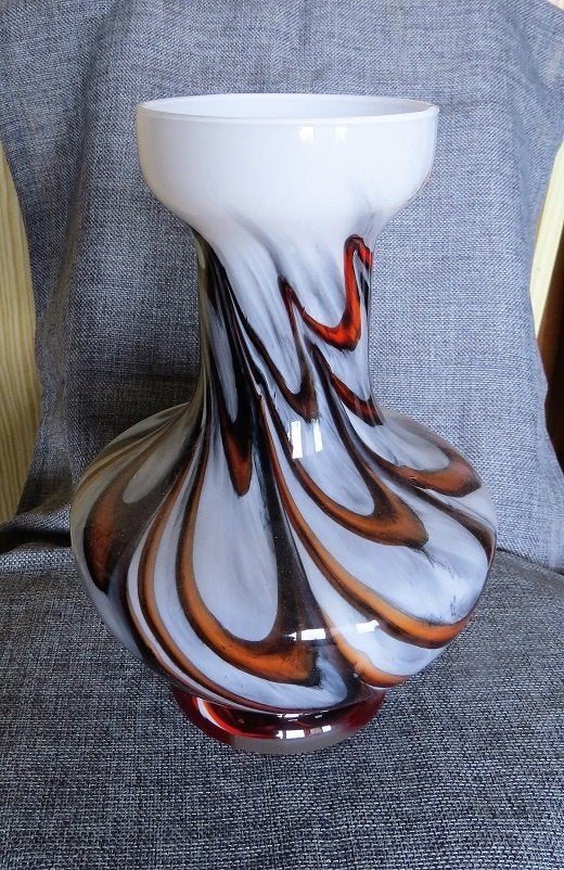 Florence glas Italië, grote zware vaas, Ophalen of Verzenden, Gebruikt, Glas, 23 cm