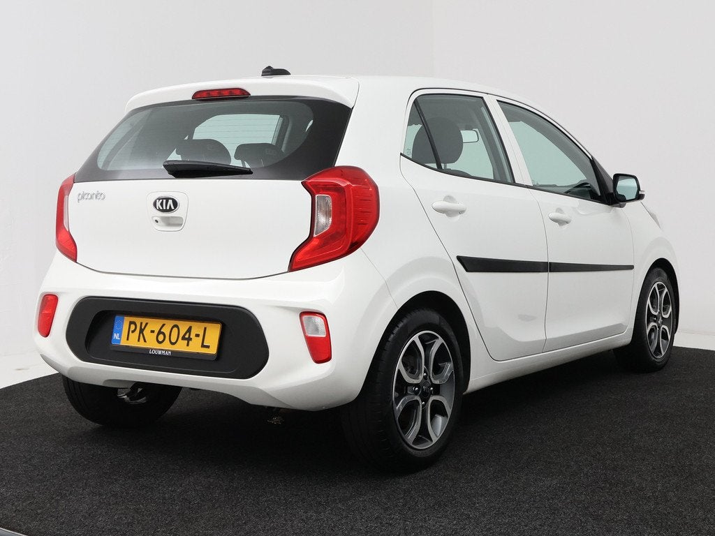 Kia Picanto 1.2 CVVT First Edition Airco | Camera | Navigati, Auto's, Kia, Stof, Gebruikt, 4 cilinders, Wit