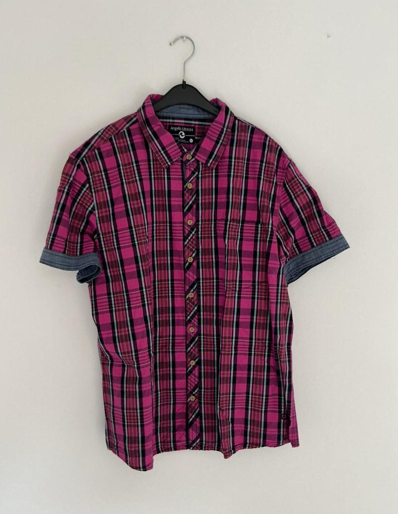 Overhemd korte mouwen. XL, Ophalen of Verzenden, Zo goed als nieuw, Roze, Halswijdte 43/44 (XL)