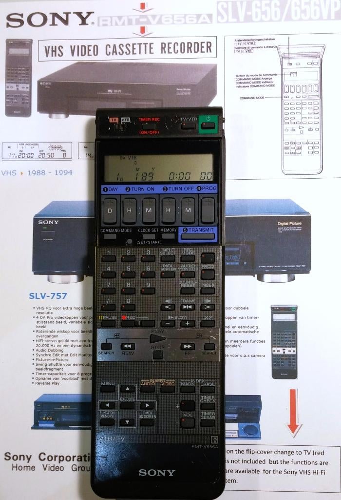 Sony RMT-V656A VTR TV HiFi SLV-656/VP VCR Remote Control