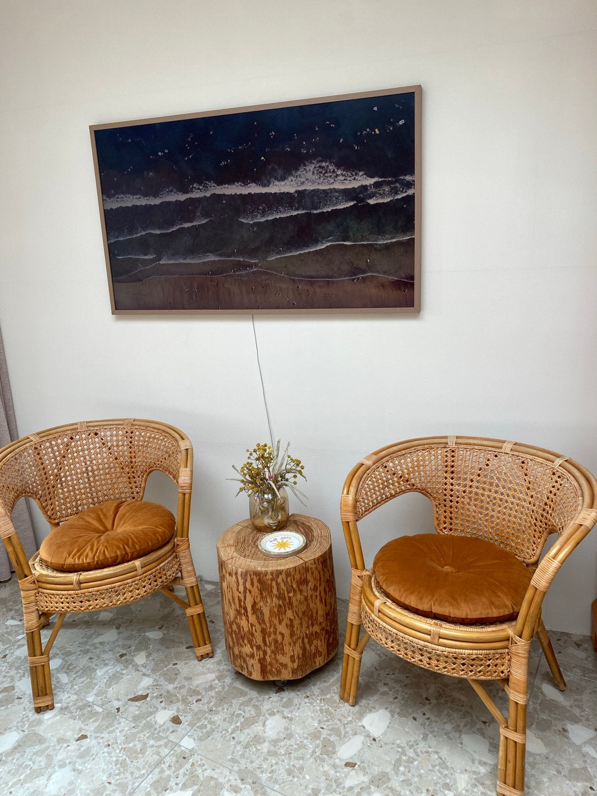 Vintage rieten stoelen met IKEA kussens, Antiek en Kunst, Antiek | Meubels | Stoelen en Banken, Ophalen