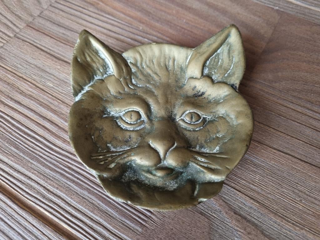 Prachtige Vintage Koperen Asbak / Schaaltje Kat Poes Koper, Verzenden, Koper